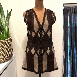 Crochet and Suede Vintage 1970’s Vest